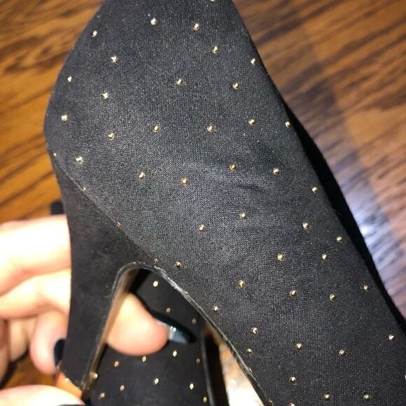 Apt. 9 Hour Hand Black with Gold Stone Studs High Heels Size 7.5 - Picture 11 of 13